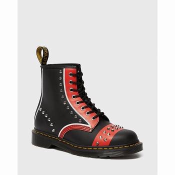 Dr Martens 1460 Kožené Studded Lace Up - Cierne/ Cervene Cizmy Panske, DR0011